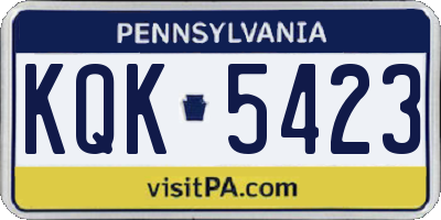 PA license plate KQK5423