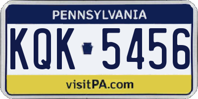 PA license plate KQK5456