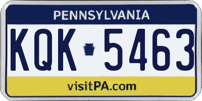 PA license plate KQK5463