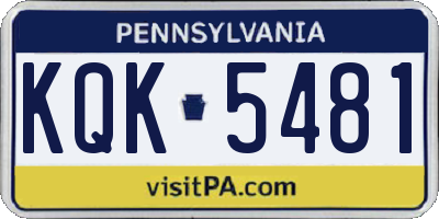 PA license plate KQK5481