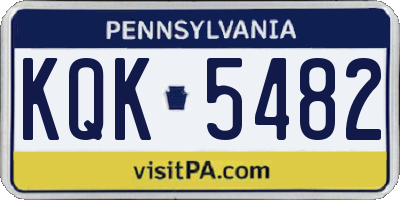 PA license plate KQK5482
