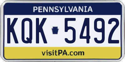 PA license plate KQK5492