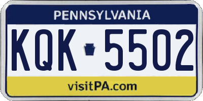 PA license plate KQK5502