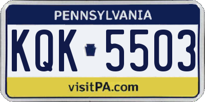 PA license plate KQK5503