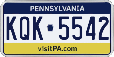 PA license plate KQK5542