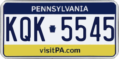 PA license plate KQK5545