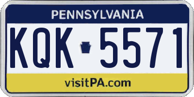 PA license plate KQK5571