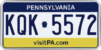 PA license plate KQK5572