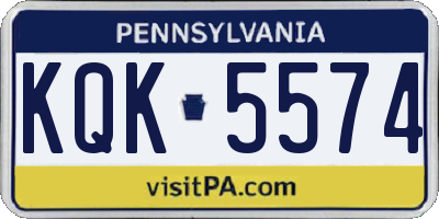 PA license plate KQK5574