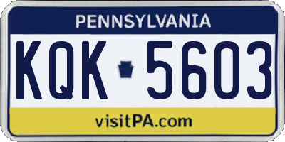 PA license plate KQK5603