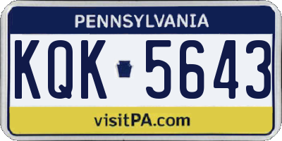 PA license plate KQK5643