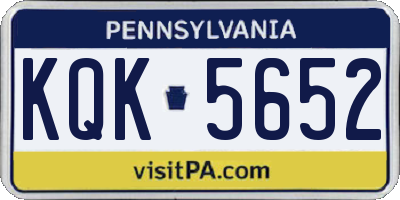 PA license plate KQK5652
