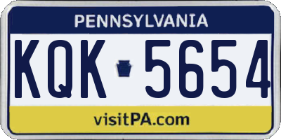 PA license plate KQK5654