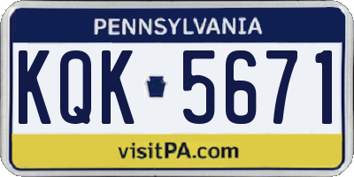 PA license plate KQK5671
