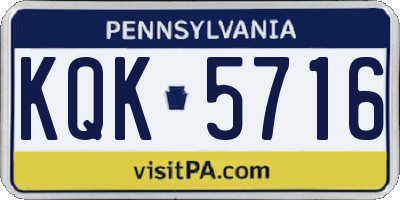 PA license plate KQK5716