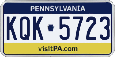 PA license plate KQK5723