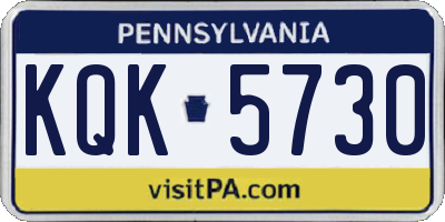 PA license plate KQK5730