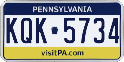 PA license plate KQK5734