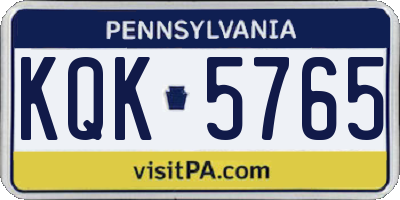 PA license plate KQK5765