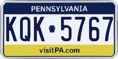 PA license plate KQK5767