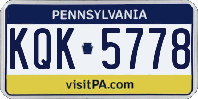 PA license plate KQK5778
