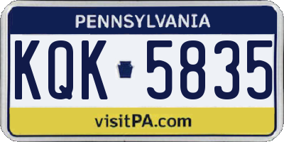 PA license plate KQK5835