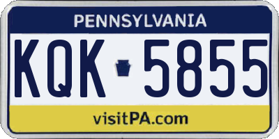 PA license plate KQK5855