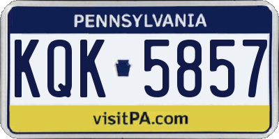 PA license plate KQK5857