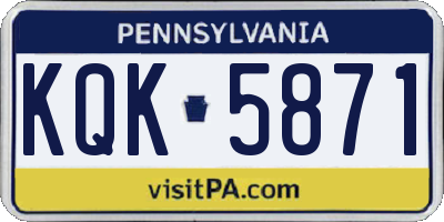 PA license plate KQK5871
