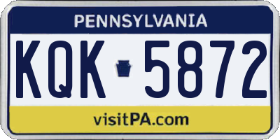 PA license plate KQK5872