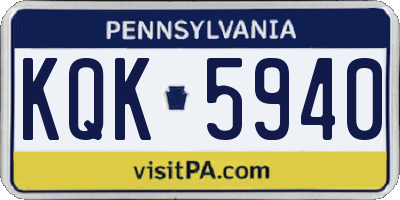 PA license plate KQK5940