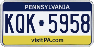 PA license plate KQK5958