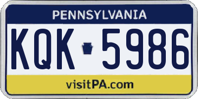 PA license plate KQK5986