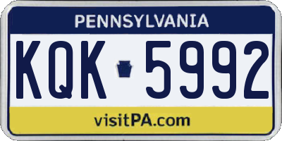 PA license plate KQK5992