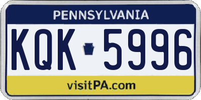 PA license plate KQK5996