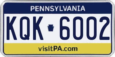 PA license plate KQK6002