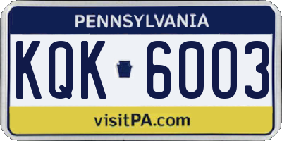 PA license plate KQK6003