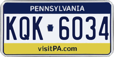 PA license plate KQK6034