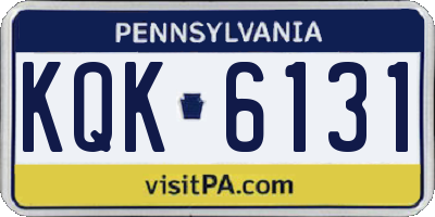 PA license plate KQK6131