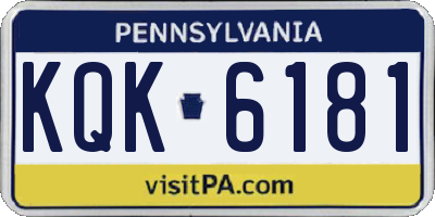 PA license plate KQK6181