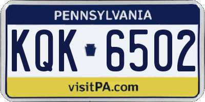 PA license plate KQK6502