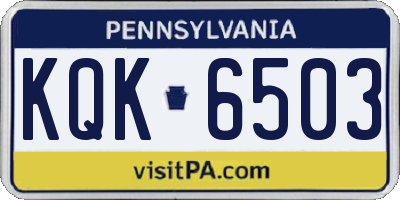 PA license plate KQK6503