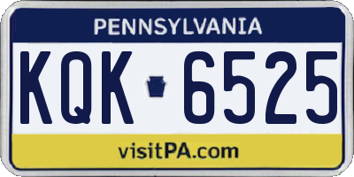 PA license plate KQK6525