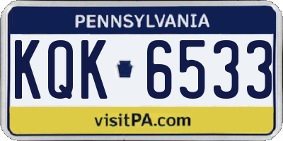 PA license plate KQK6533