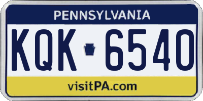 PA license plate KQK6540