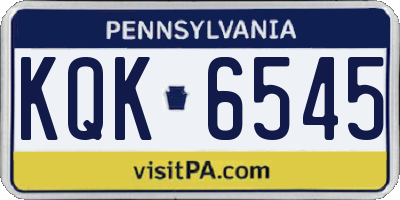PA license plate KQK6545
