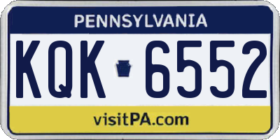 PA license plate KQK6552