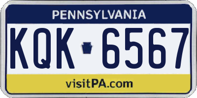PA license plate KQK6567