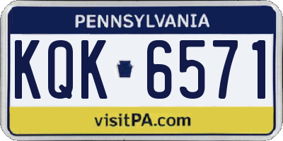 PA license plate KQK6571