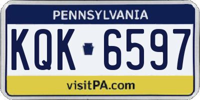 PA license plate KQK6597
